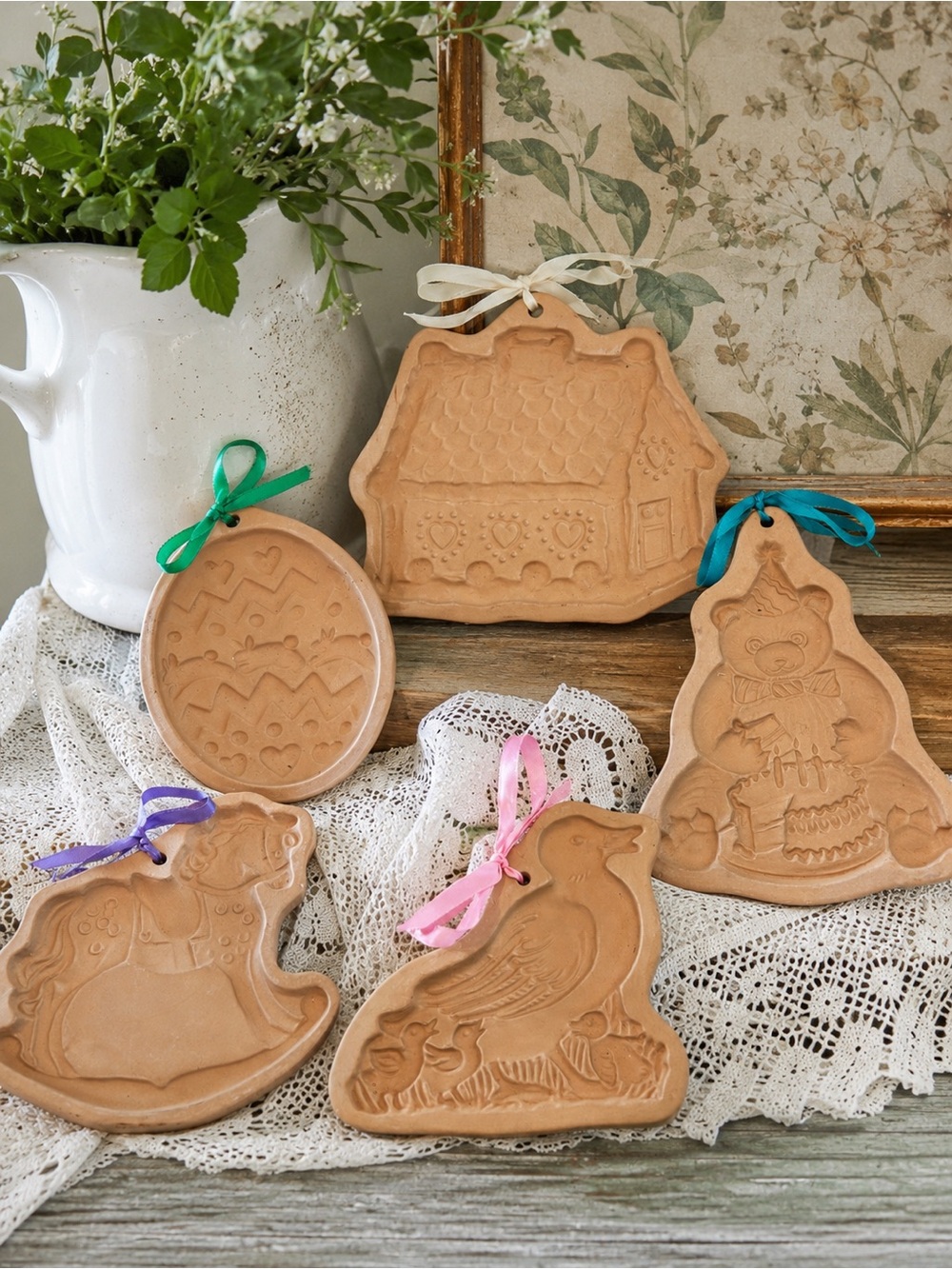 Vintage Brown Bag Cookie Art Terracotta Cookie Molds Set of 5 Hill Design